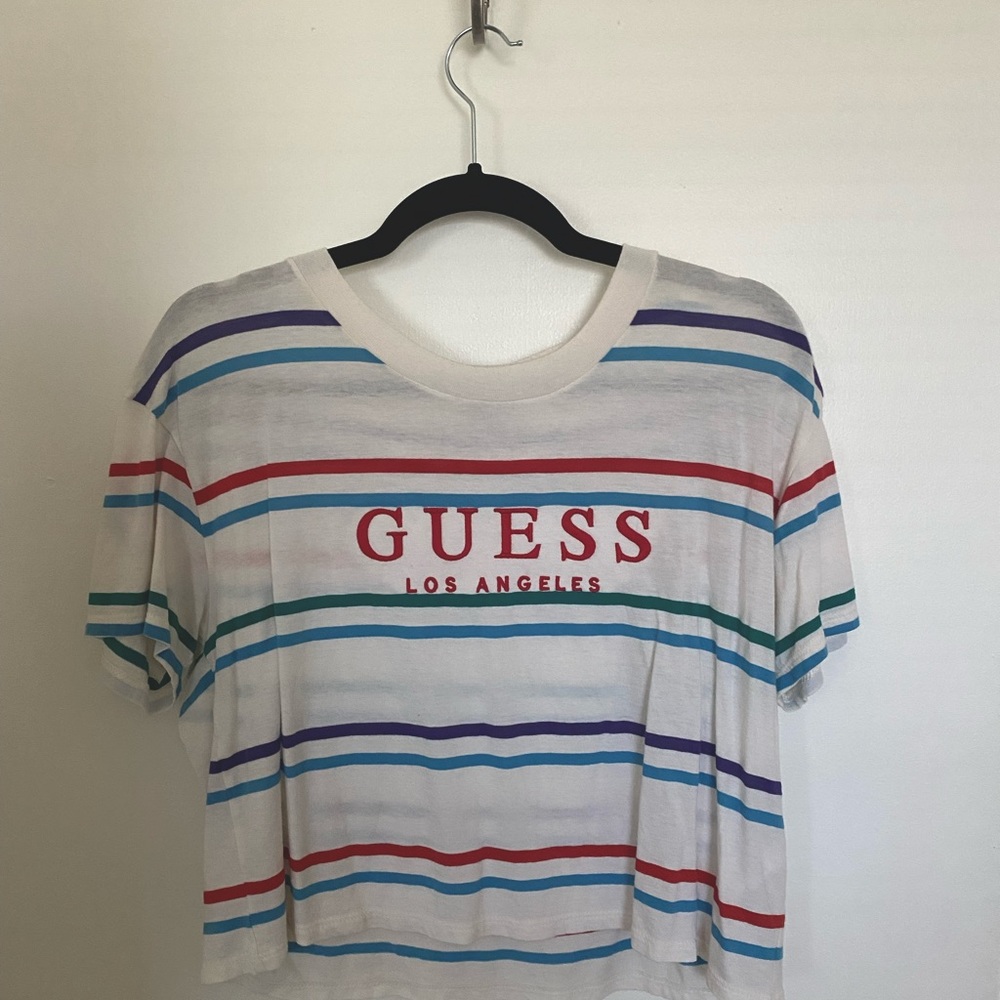 GUESS Striped Crop Tee